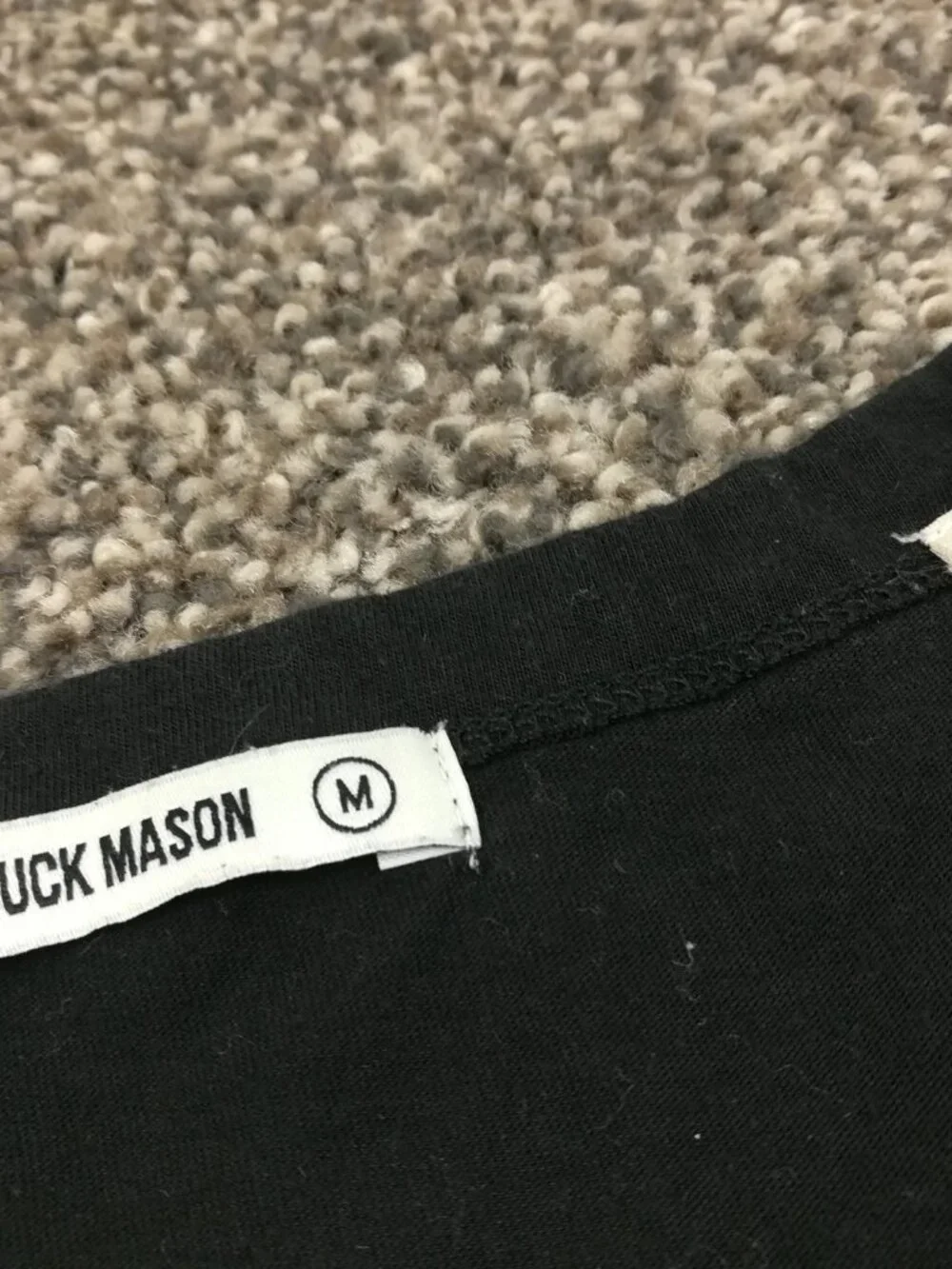 Buck Mason Shirt Henley Curved Hem Cotton Button Up Black Mens Medium - Picture 3 of 8